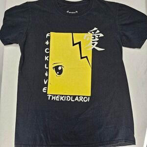 The Kid Laroi Graphic T-Shirt F*ck Love Anime Style Black Tee Size L